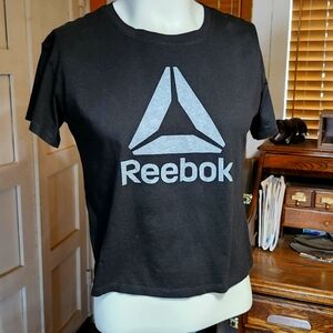 Authentic Reebok Crop T-Shirt In Black And Grey Colorway  -  Size Medium